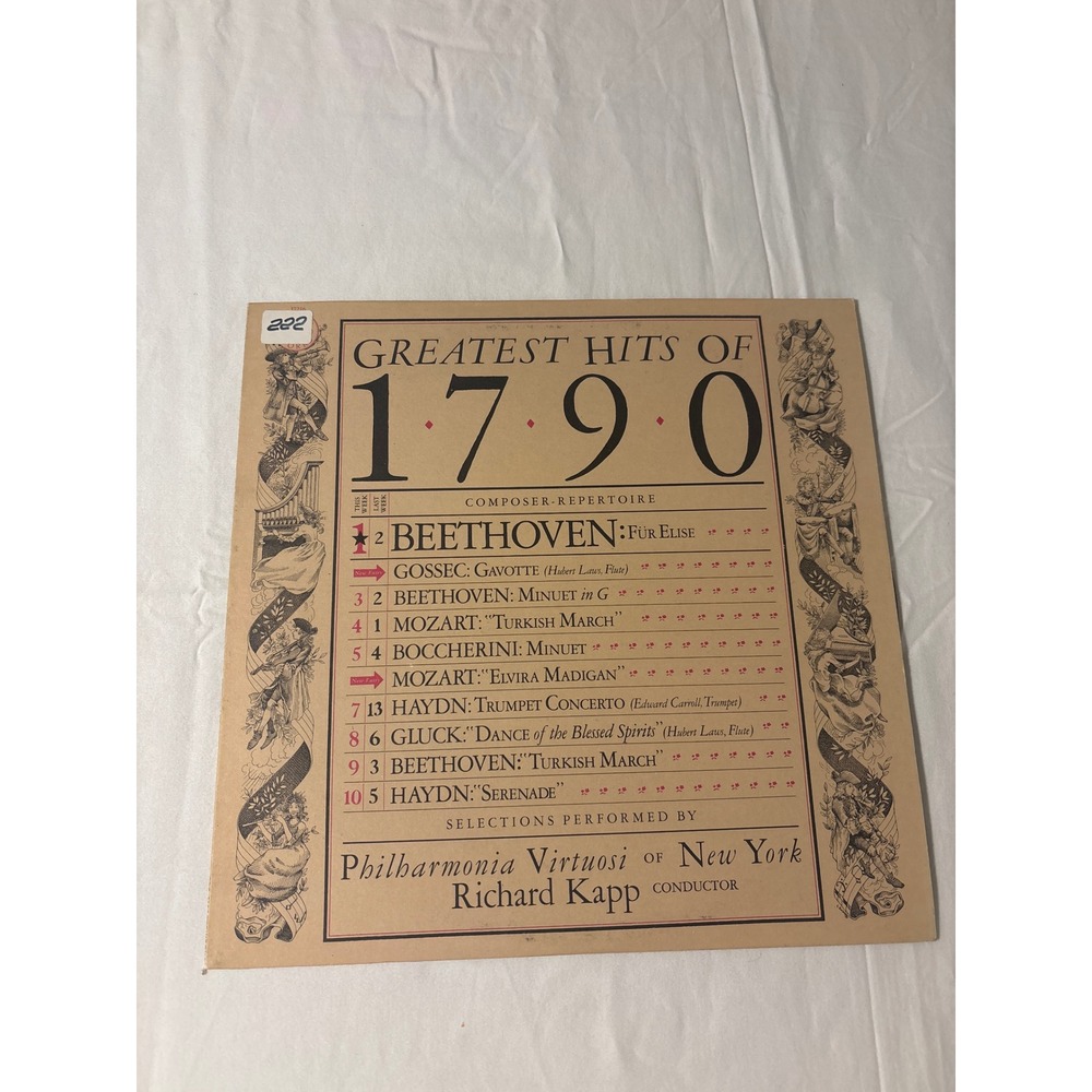 CBS Masterworks Greatest Hits of 1790 Vinyl LP Richard Kapp 12" Black Excellent